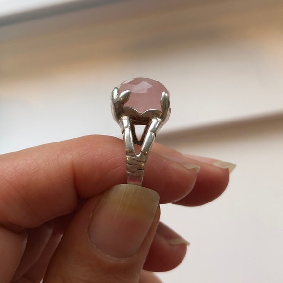 Sterling Silver ring with large rose quartz stone - Picture 5 of 7